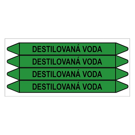 Značení potrubí, destilovaná voda,4 ks, 250 × 26 mm